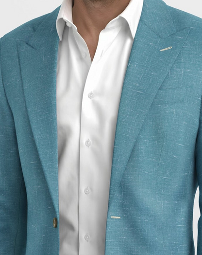 Deconstructed Malibu Teal Linen Blazer