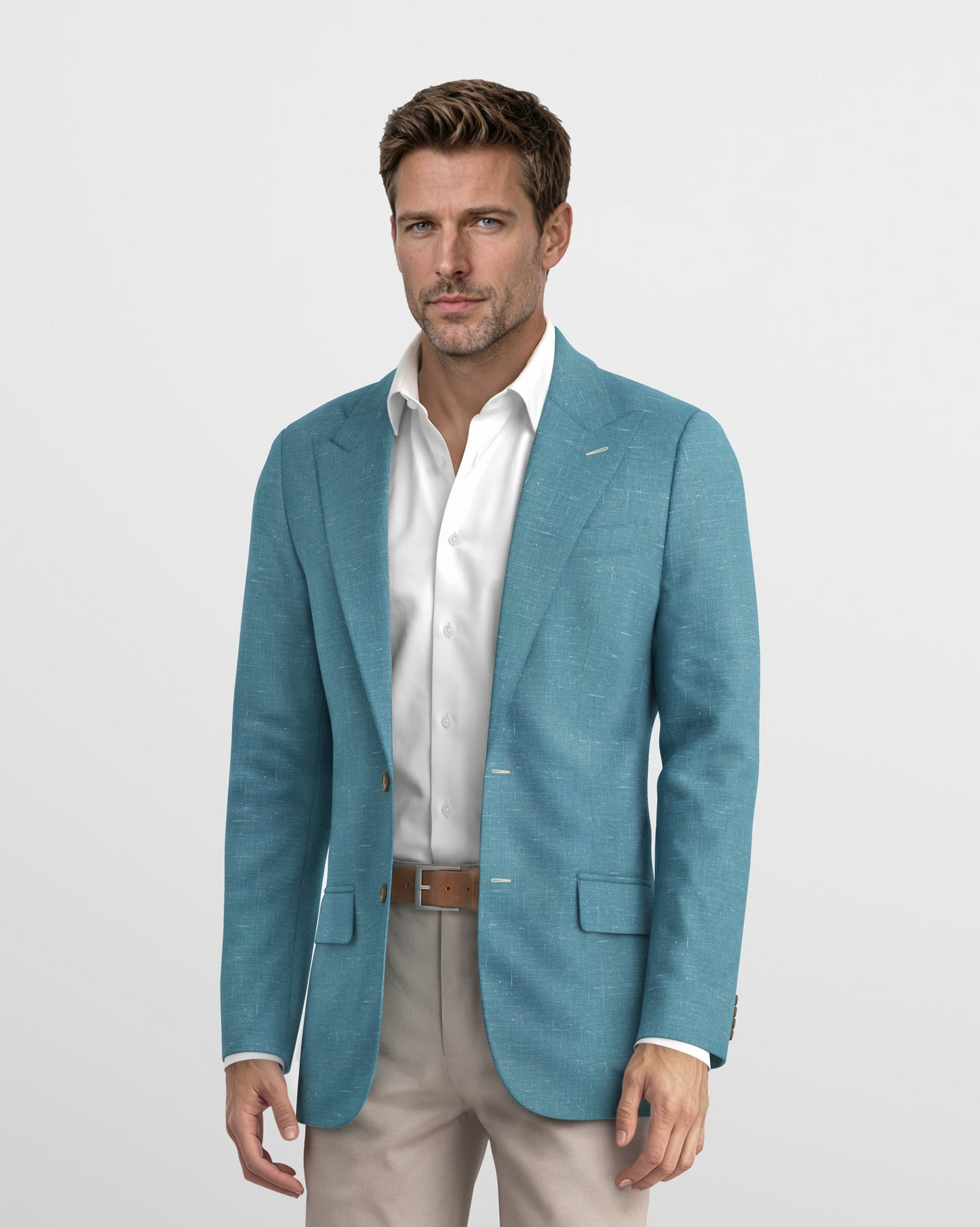 Deconstructed Malibu Teal Linen Blazer