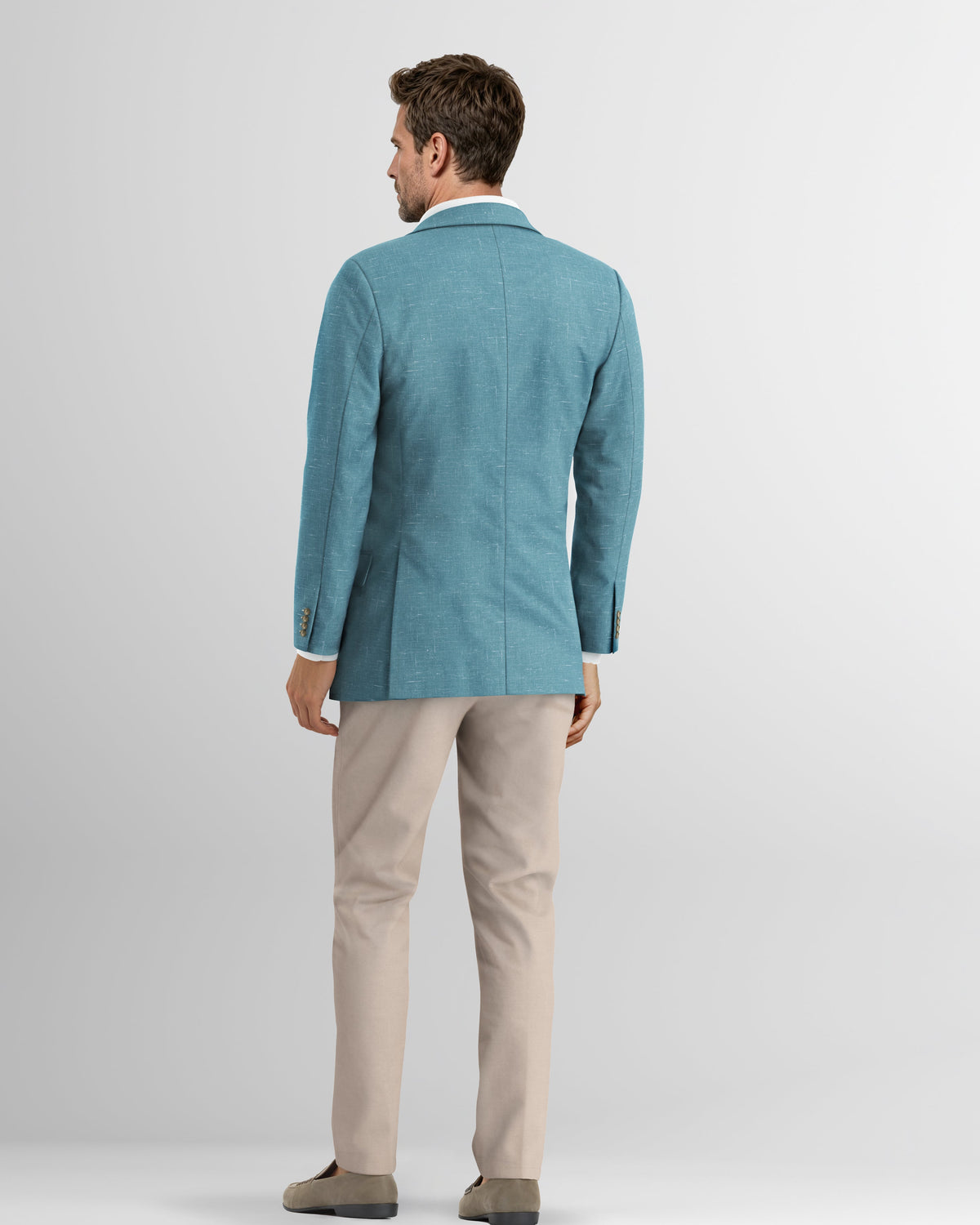 Deconstructed Malibu Teal Linen Blazer