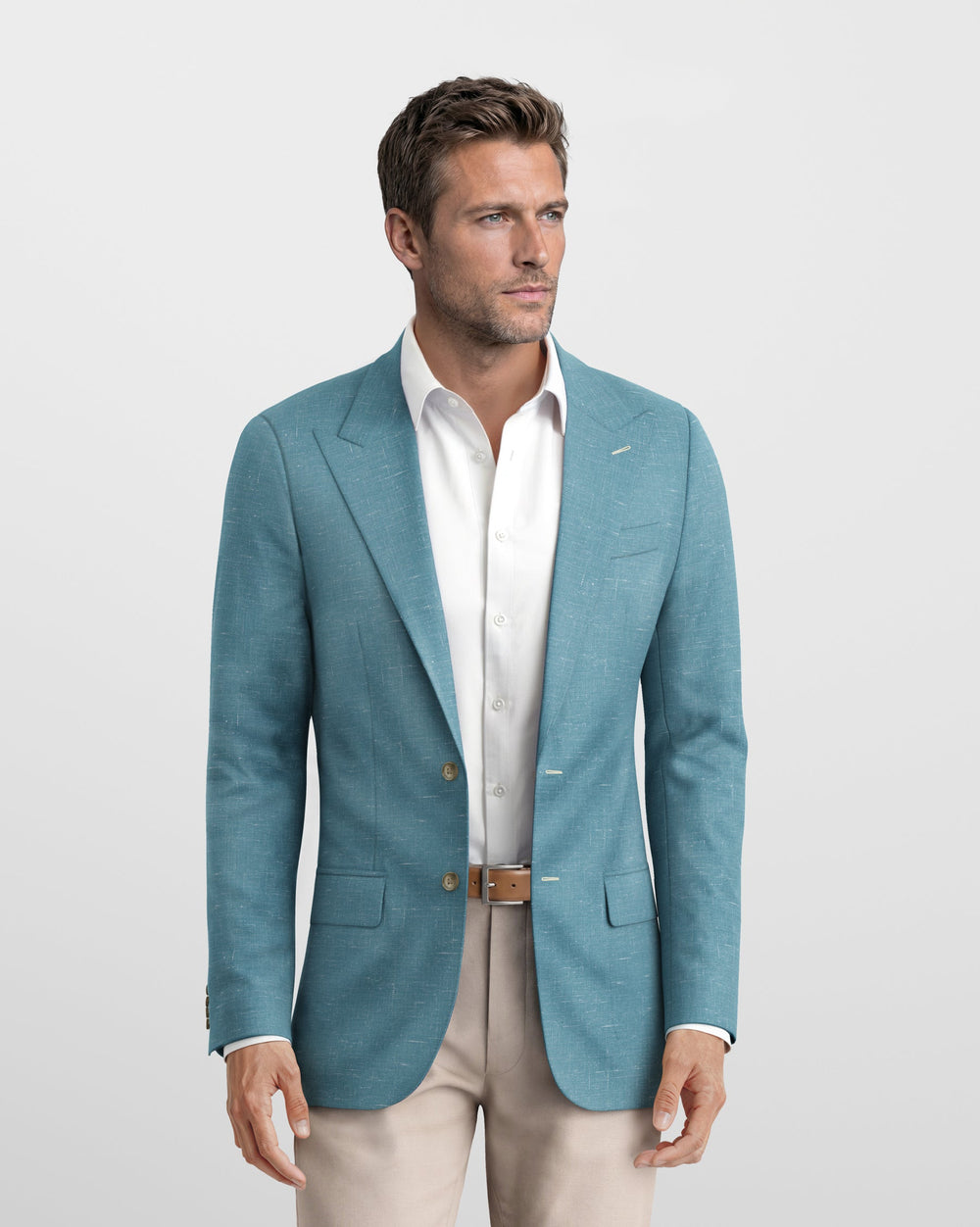 Deconstructed Malibu Teal Linen Blazer