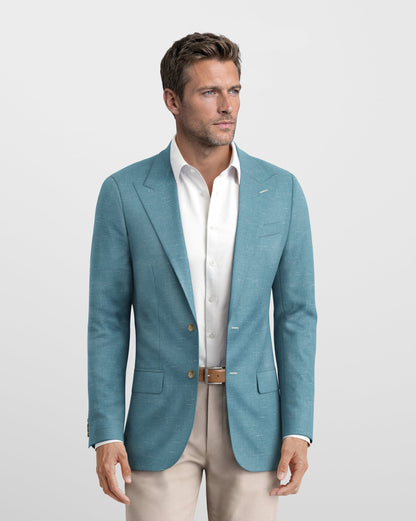 Deconstructed Malibu Teal Linen Blazer