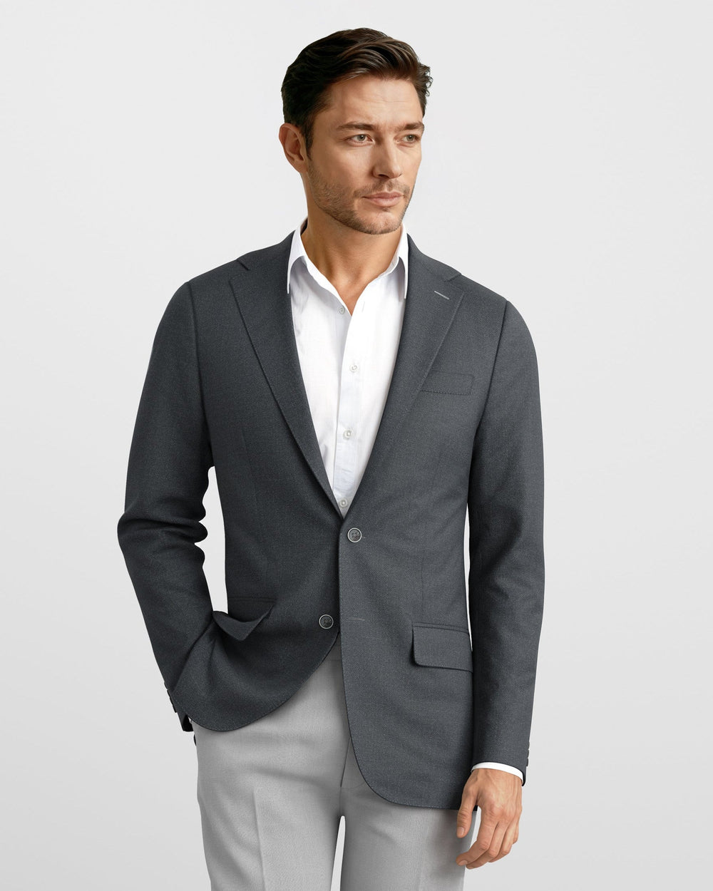 Dark Charcoal Hopsack Bond Blazer