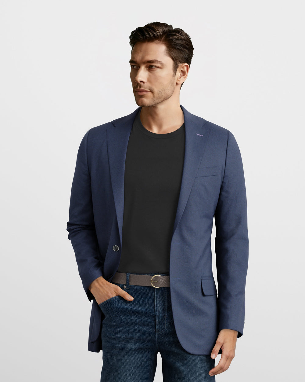 Deconstructed Navy Hopsack Bond Blazer